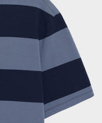 Close-up detail of the Todd Snyder Rugby Striped Cropped Jersey Tee.