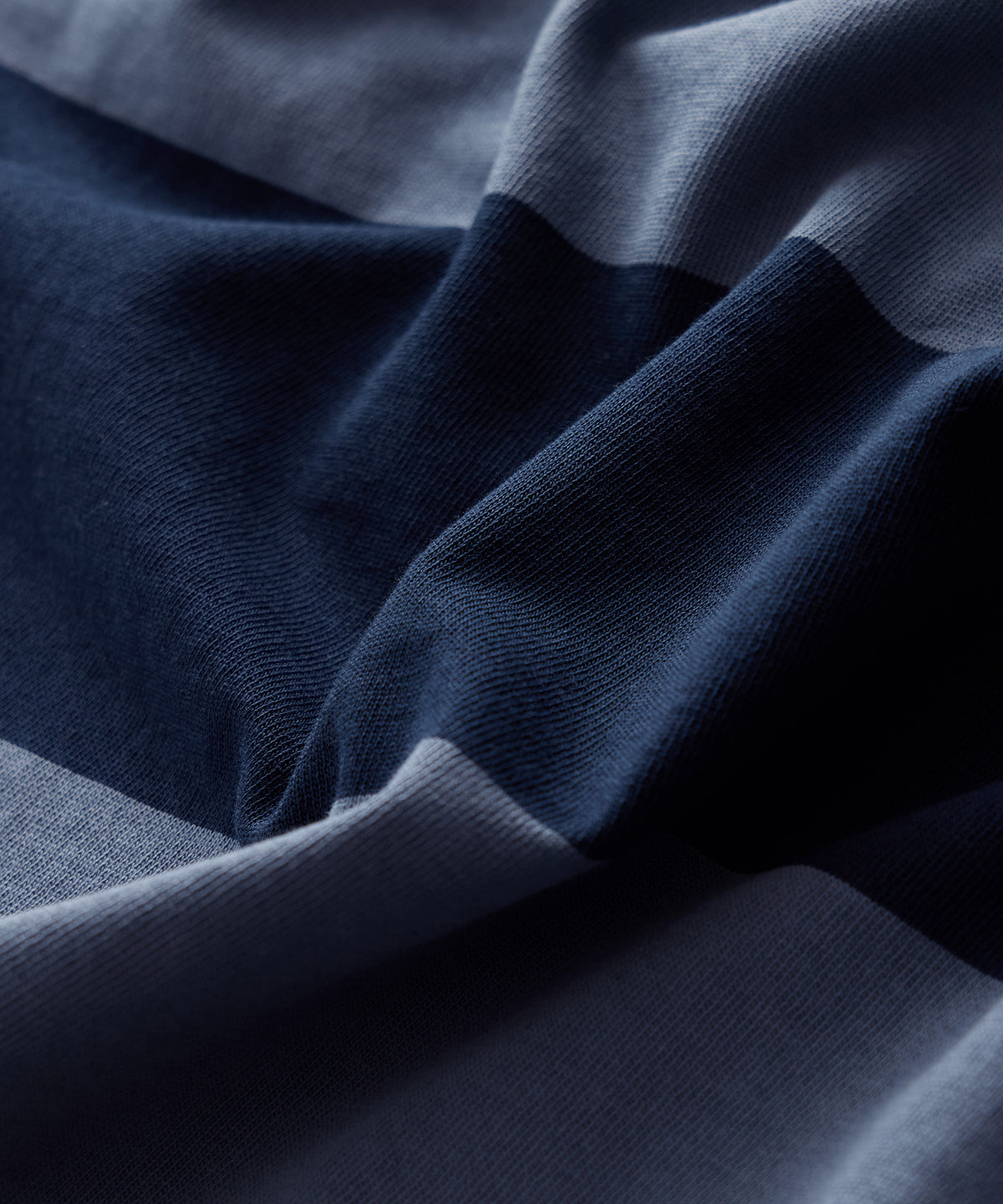 Close-up detail of the Todd Snyder Rugby Striped Cropped Jersey Tee.
