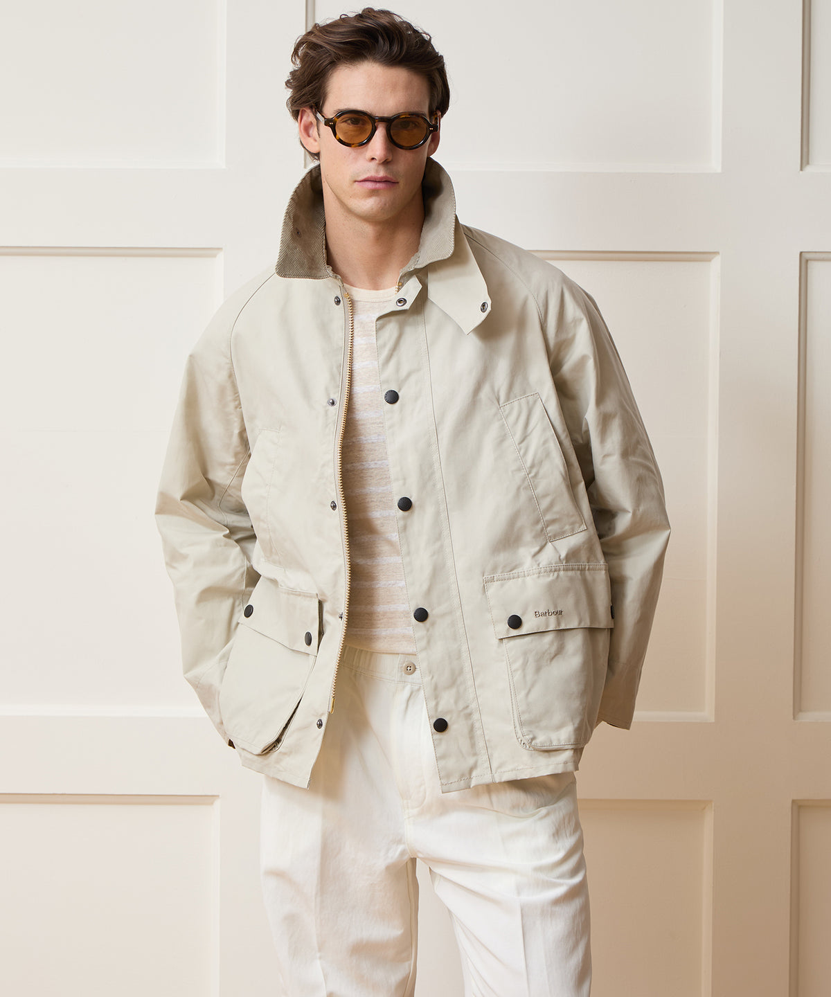 Model wearing the Barbour Bedale Jacket.