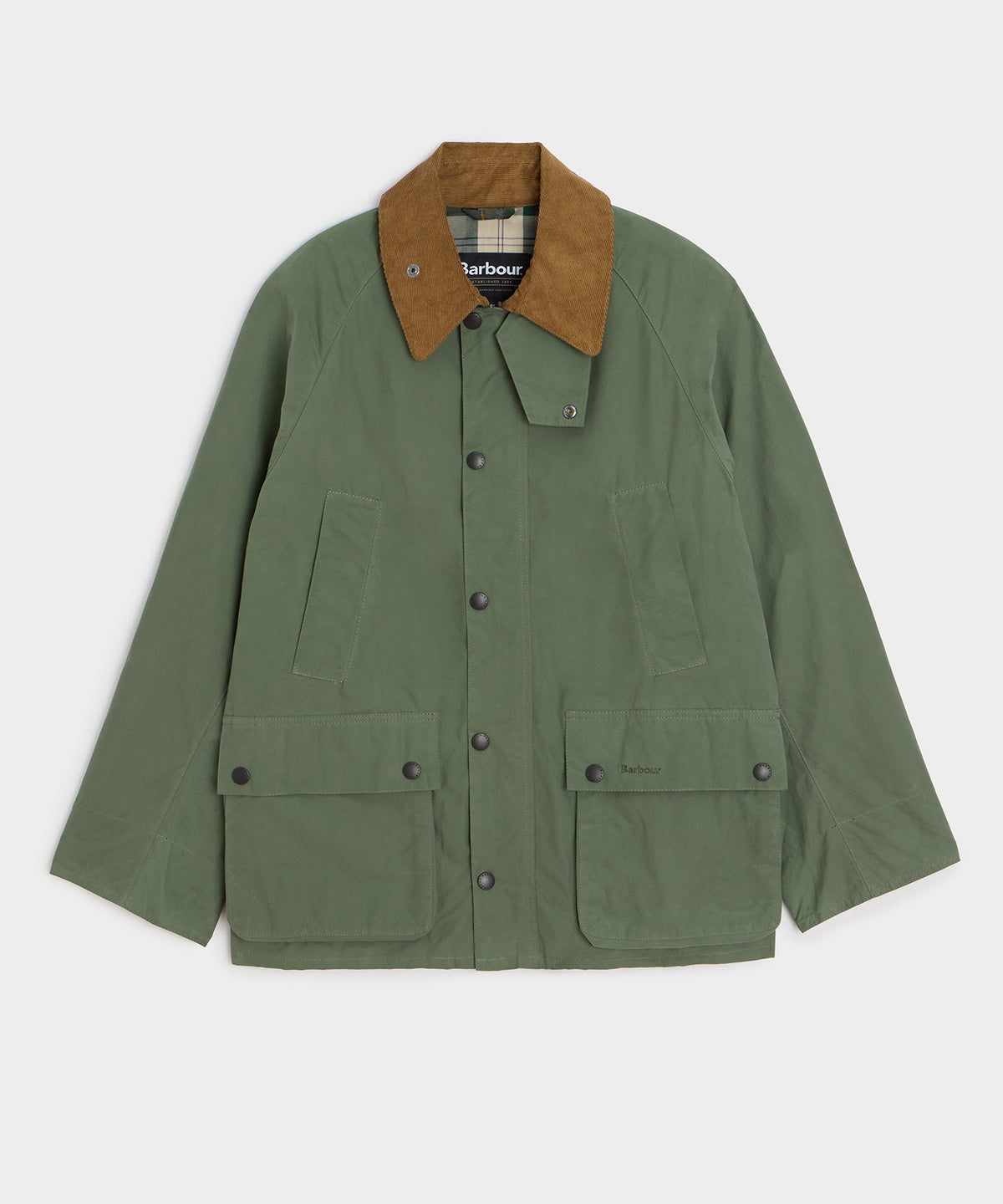 Flat lay of the Barbour Bedale Jacket in Moss.
