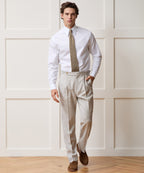 Italian Cotton-Linen Long Point Collar Dress Shirt