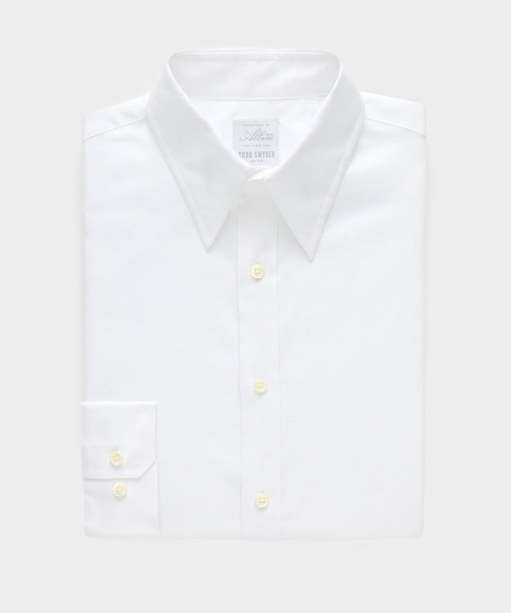 Italian Cotton-Linen Long Point Collar Dress Shirt