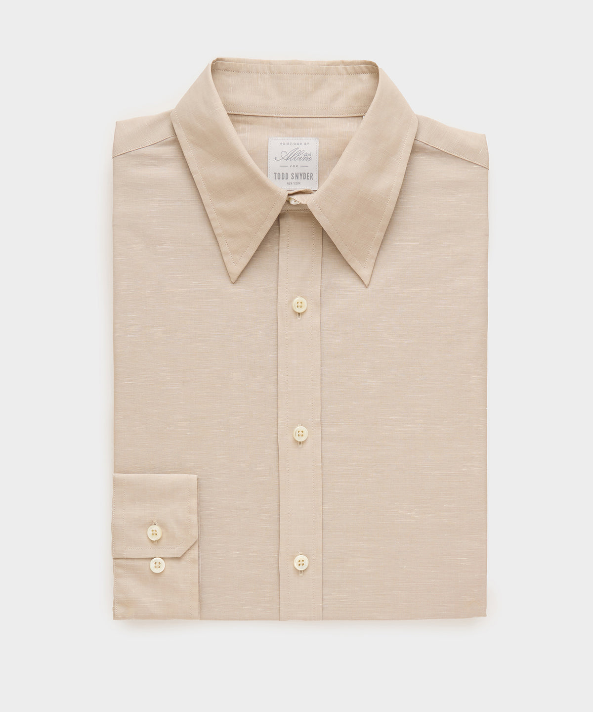 Italian Cotton-Linen Long Point Collar Dress Shirt