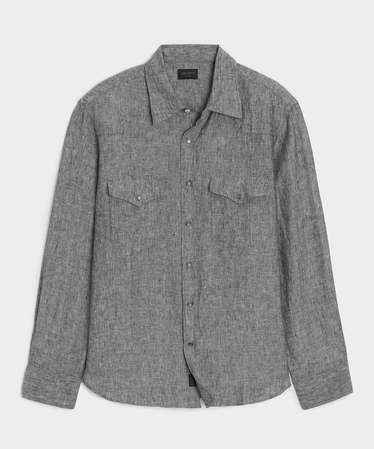 Flat lay of the Todd Snyder Linen Western Shirt.