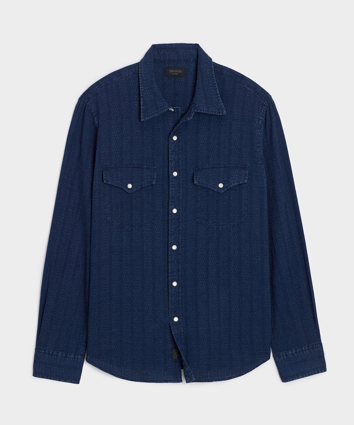 Denim Jacquard Western Shirt