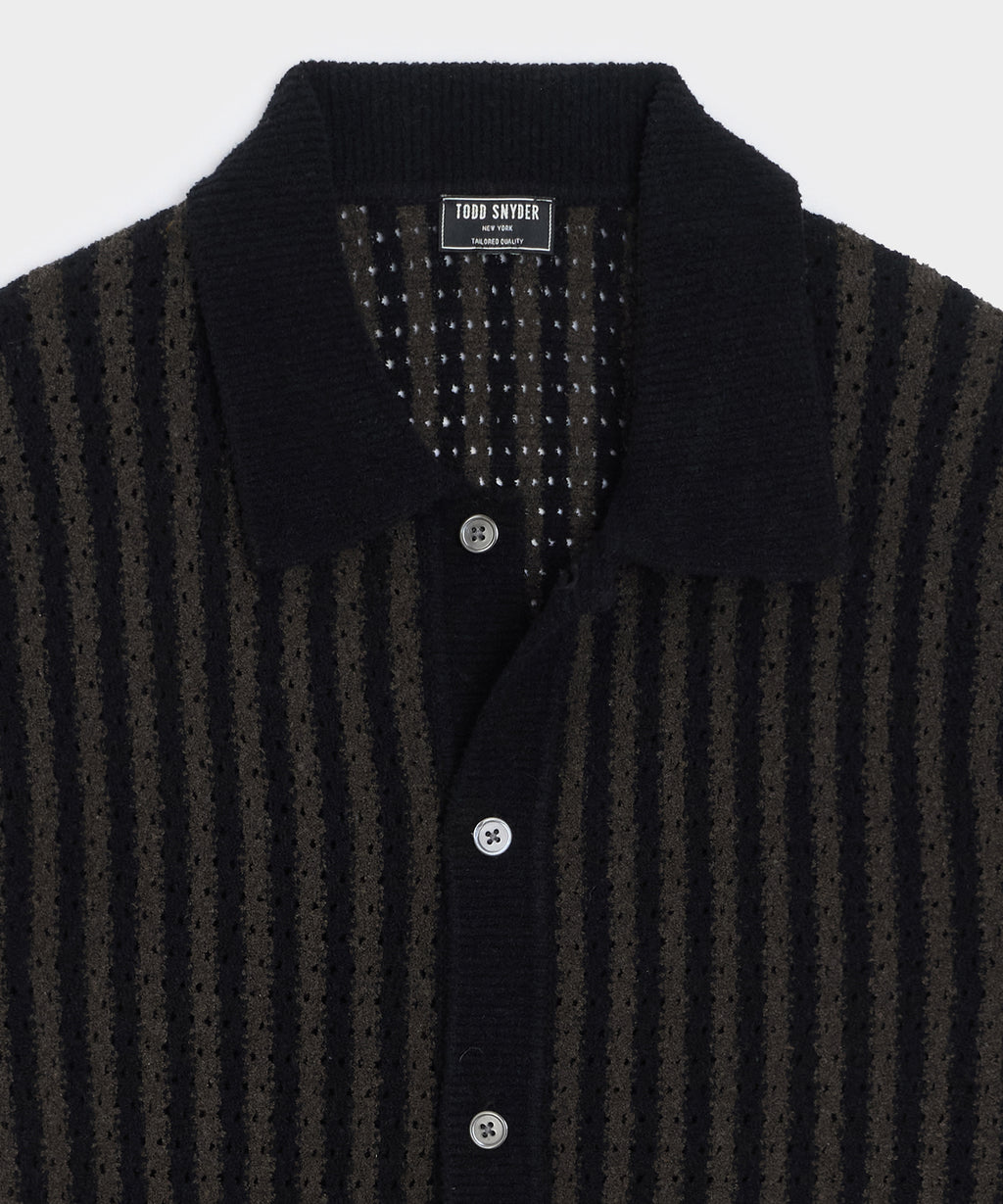 Striped Boucle Sweater Polo