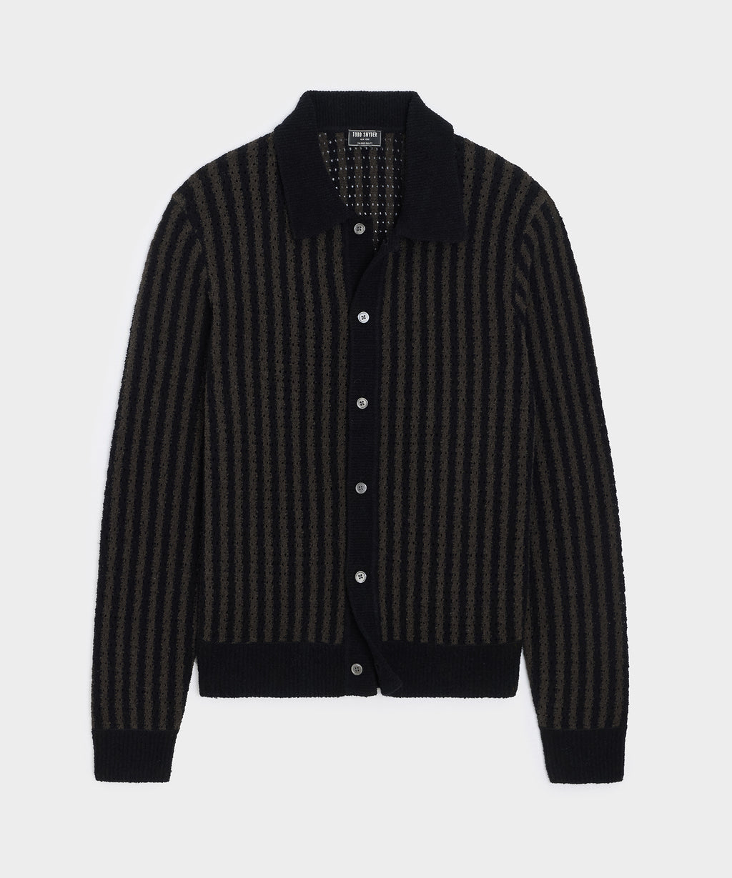 Striped Boucle Sweater Polo