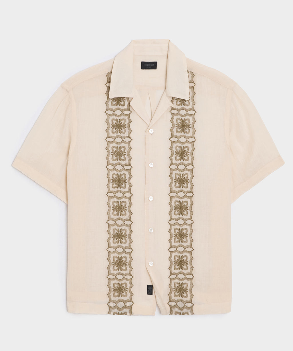 Embroidered Voile Capri Shirt