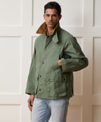Model wearing the Barbour Bedale Jacket in Moss.