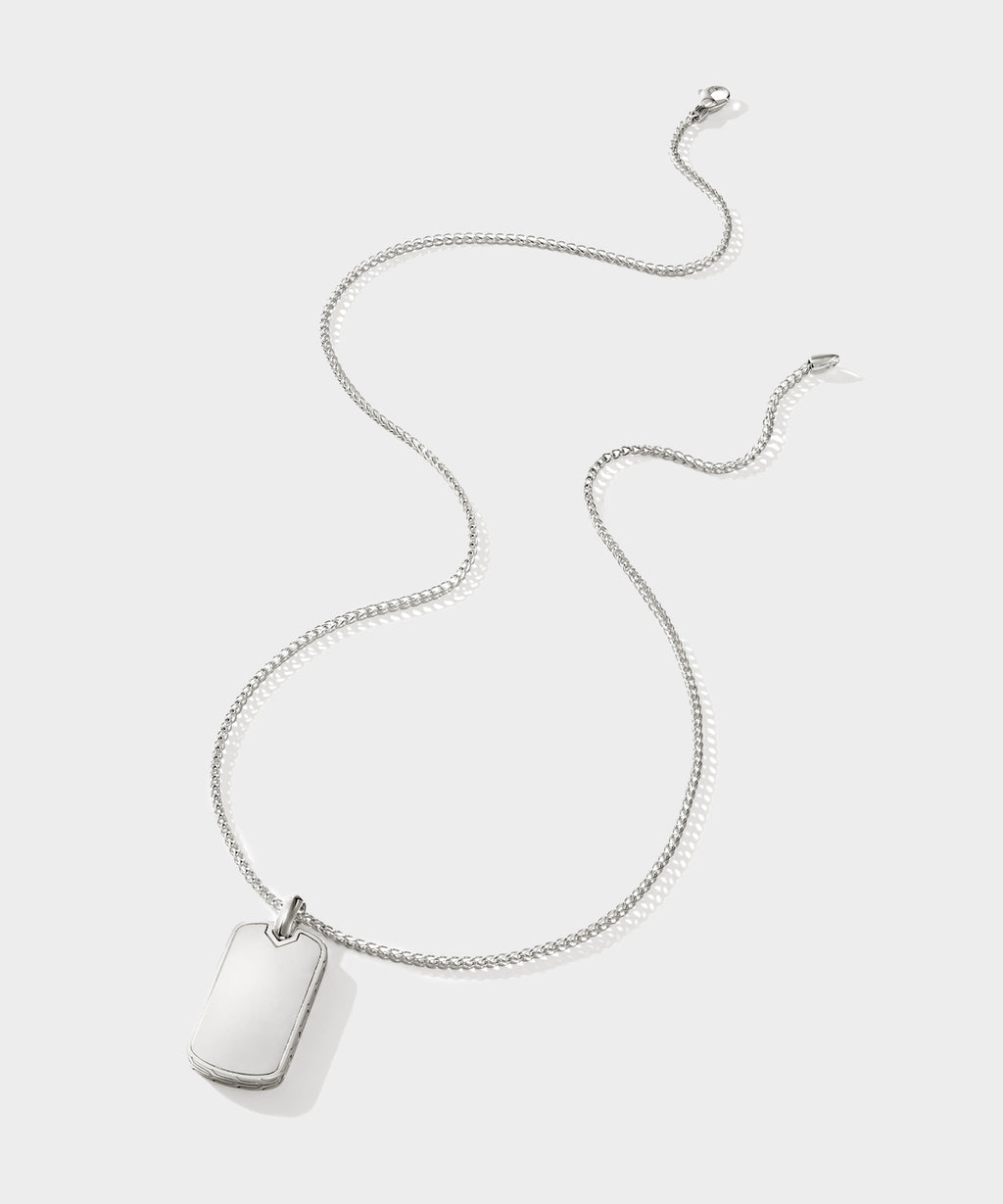 John Hardy Sterling Silver Tag Pendant Necklace