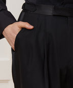 Relaxed Italian Wool Tuxedo Trouser