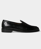 Jacques Solovière Leather Croc Stamp Loafer