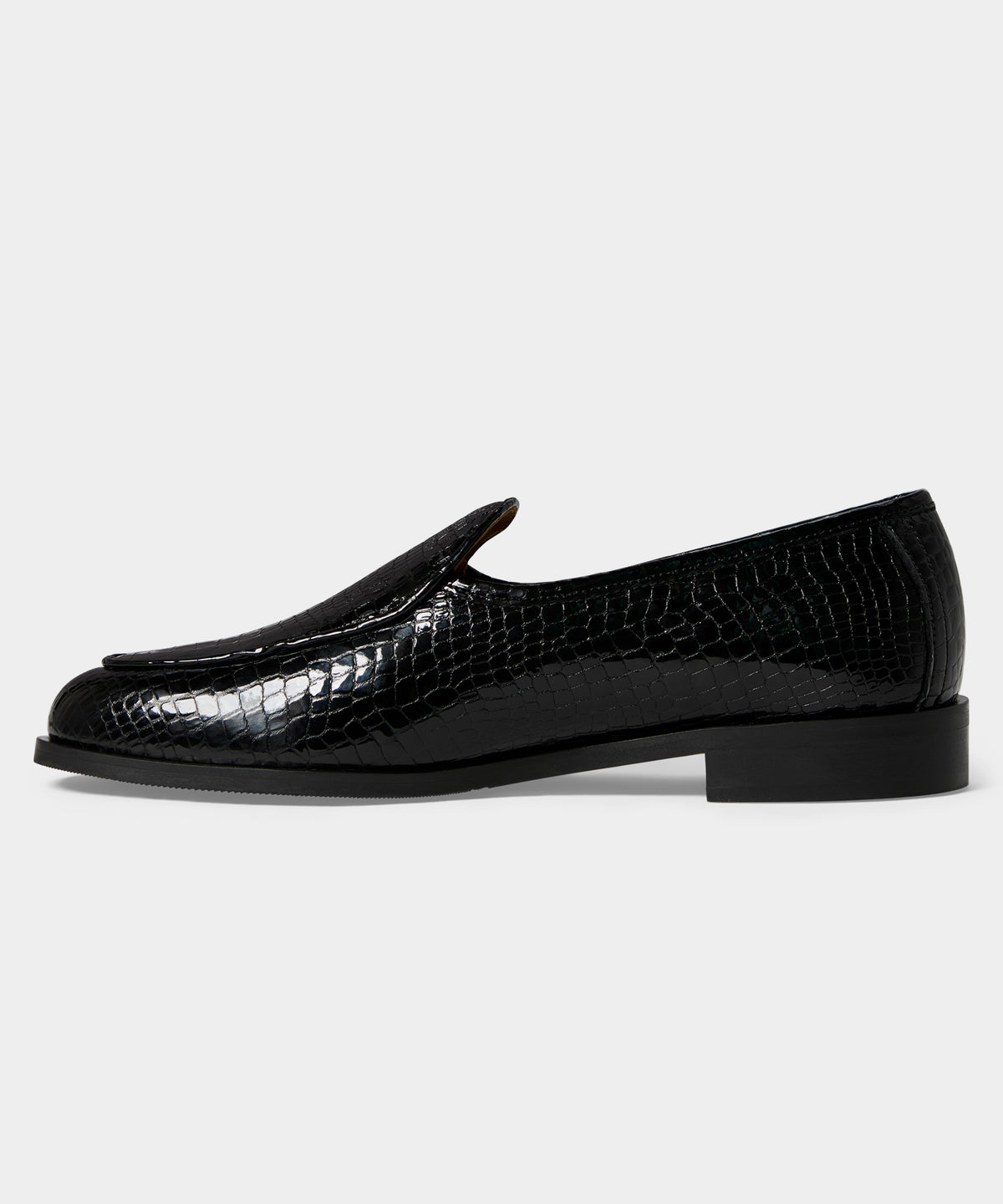 Jacques Solovière Leather Croc Stamp Loafer