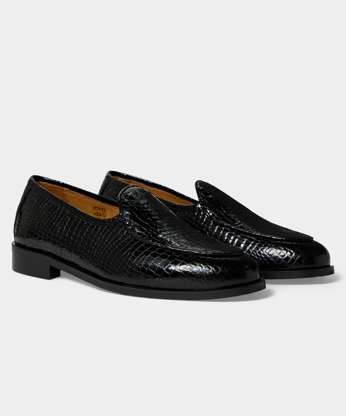 Jacques Solovière Leather Croc Stamp Loafer