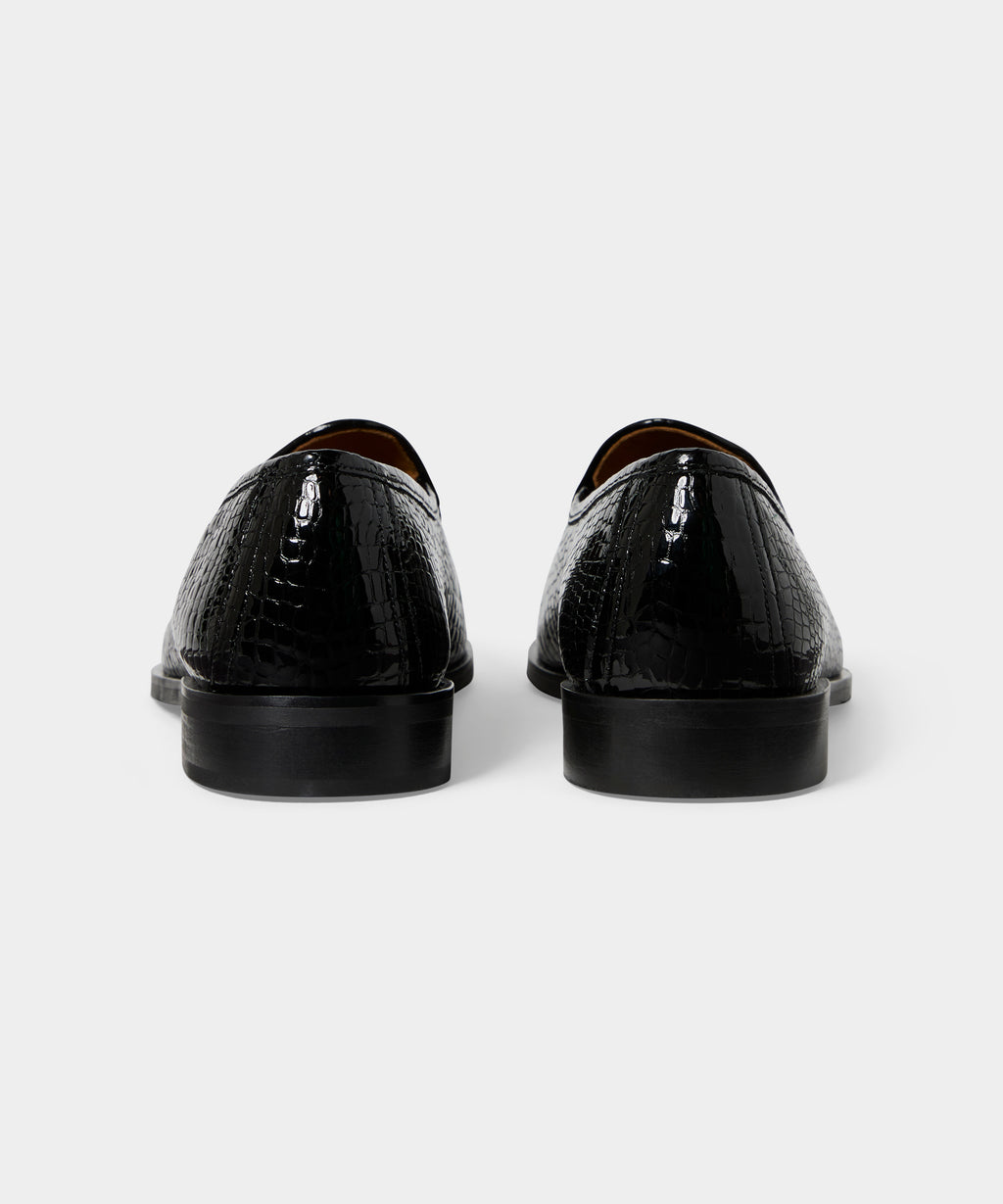 Jacques Solovière Leather Croc Stamp Loafer