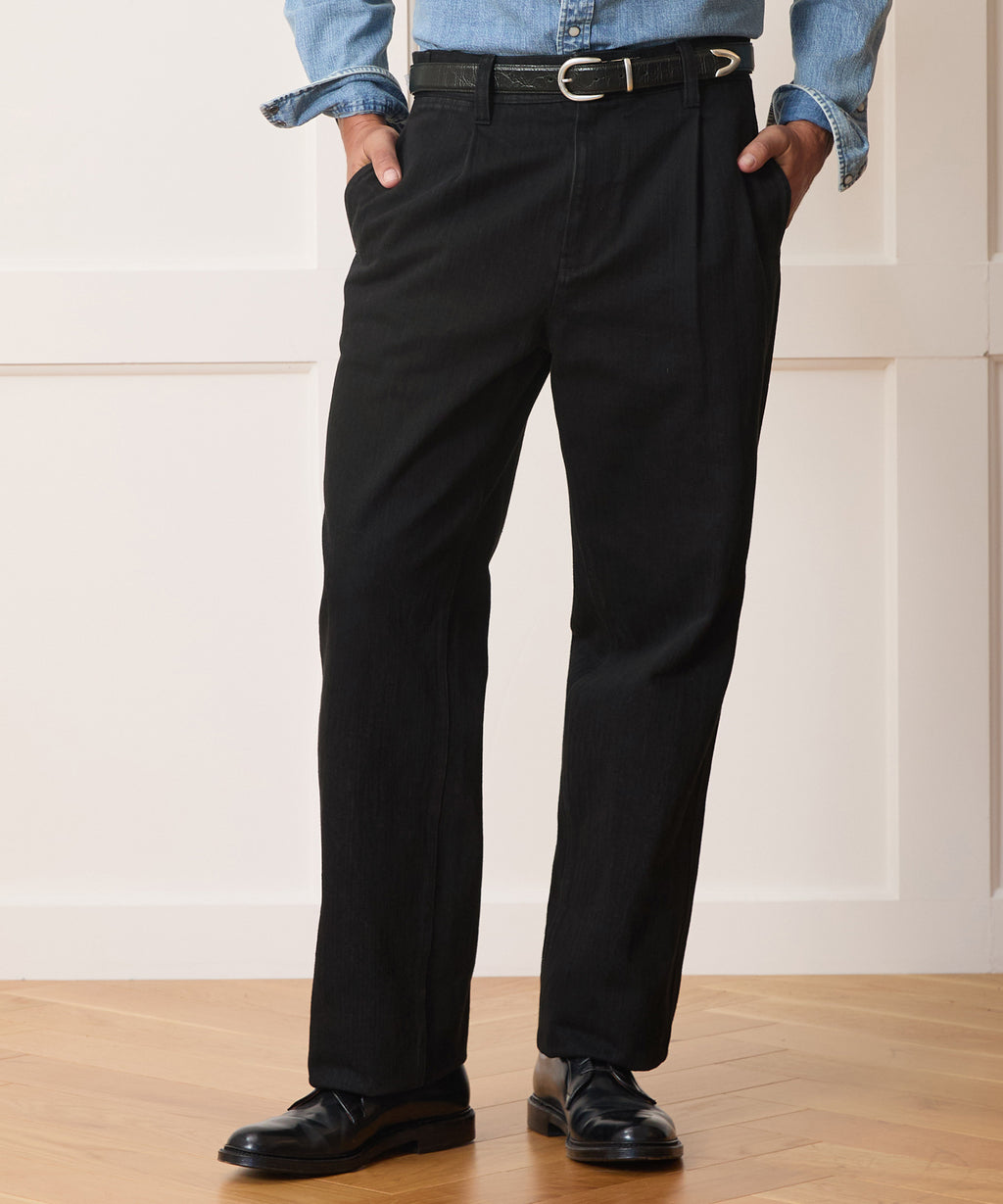 Pleated Utility Jean in Black