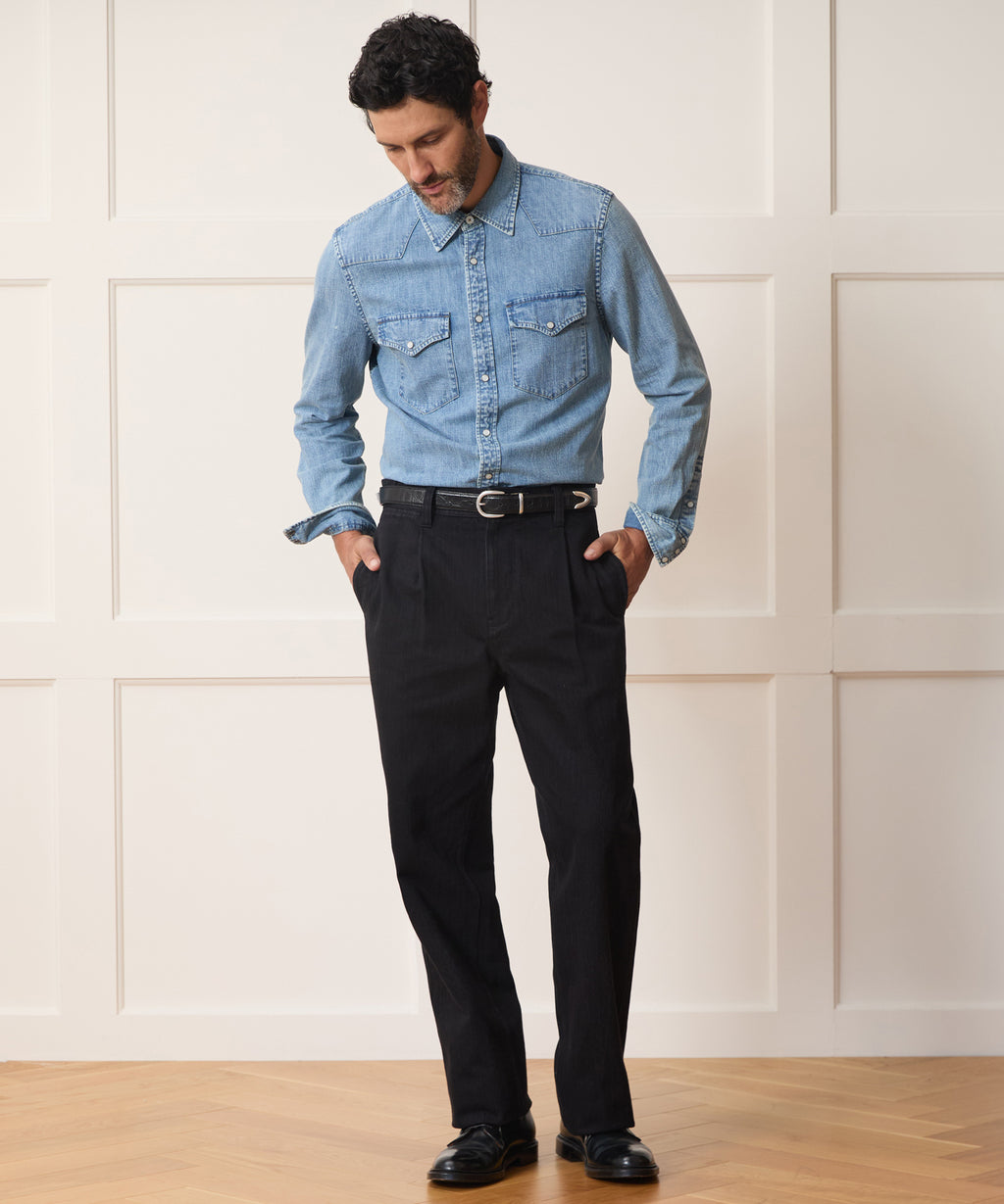 Pleated Utility Jean in Black