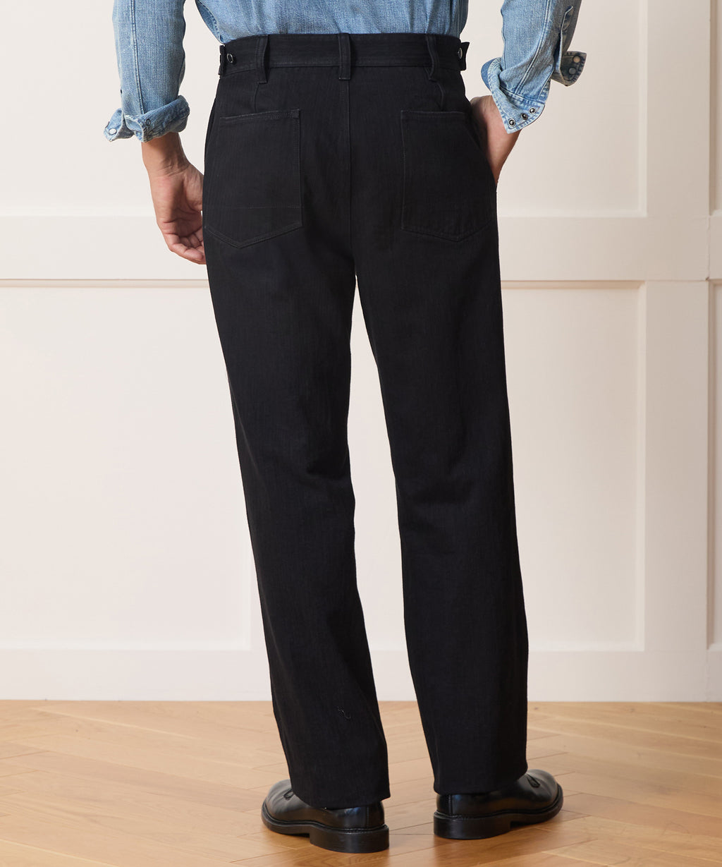 Pleated Utility Jean in Black