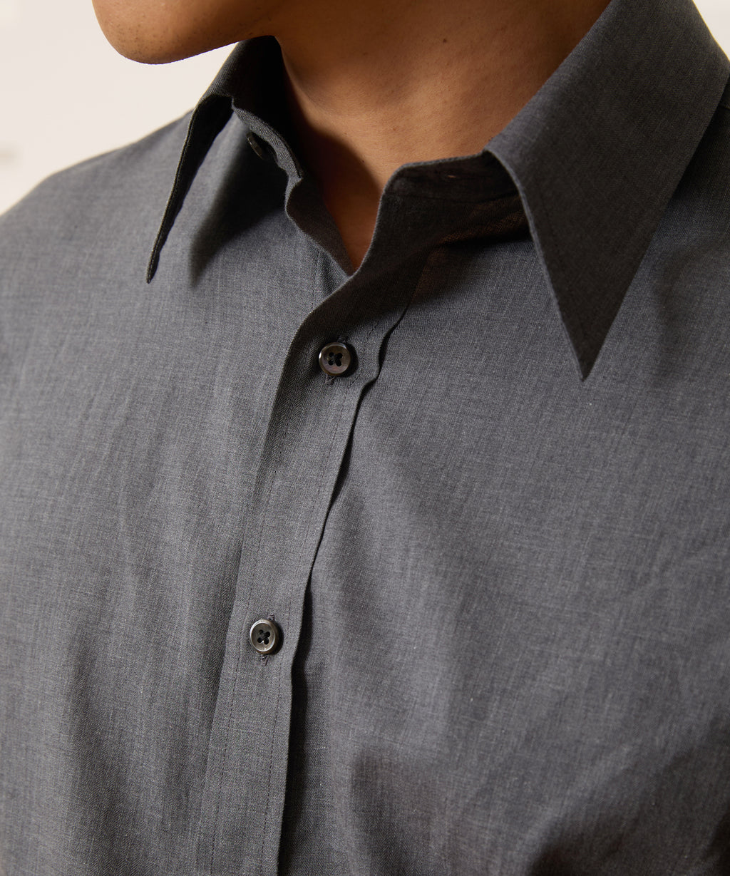 Italian Featherweight Flannel Long Point Collar Dress Shirt