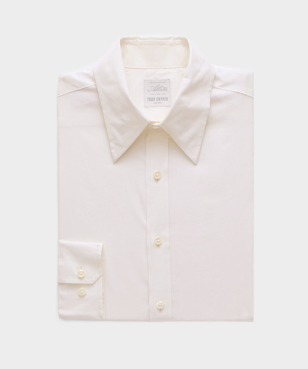 Italian Featherweight Flannel Long Point Collar Dress Shirt