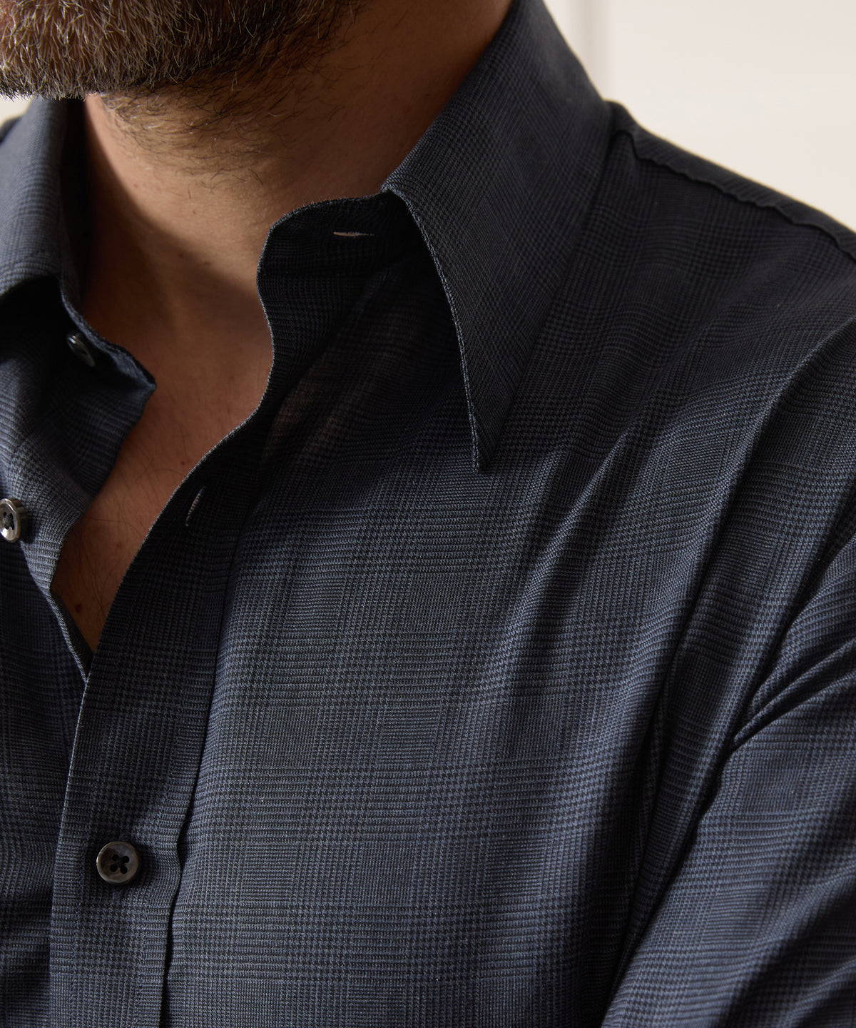 Italian Featherweight Flannel Long Point Collar Dress Shirt