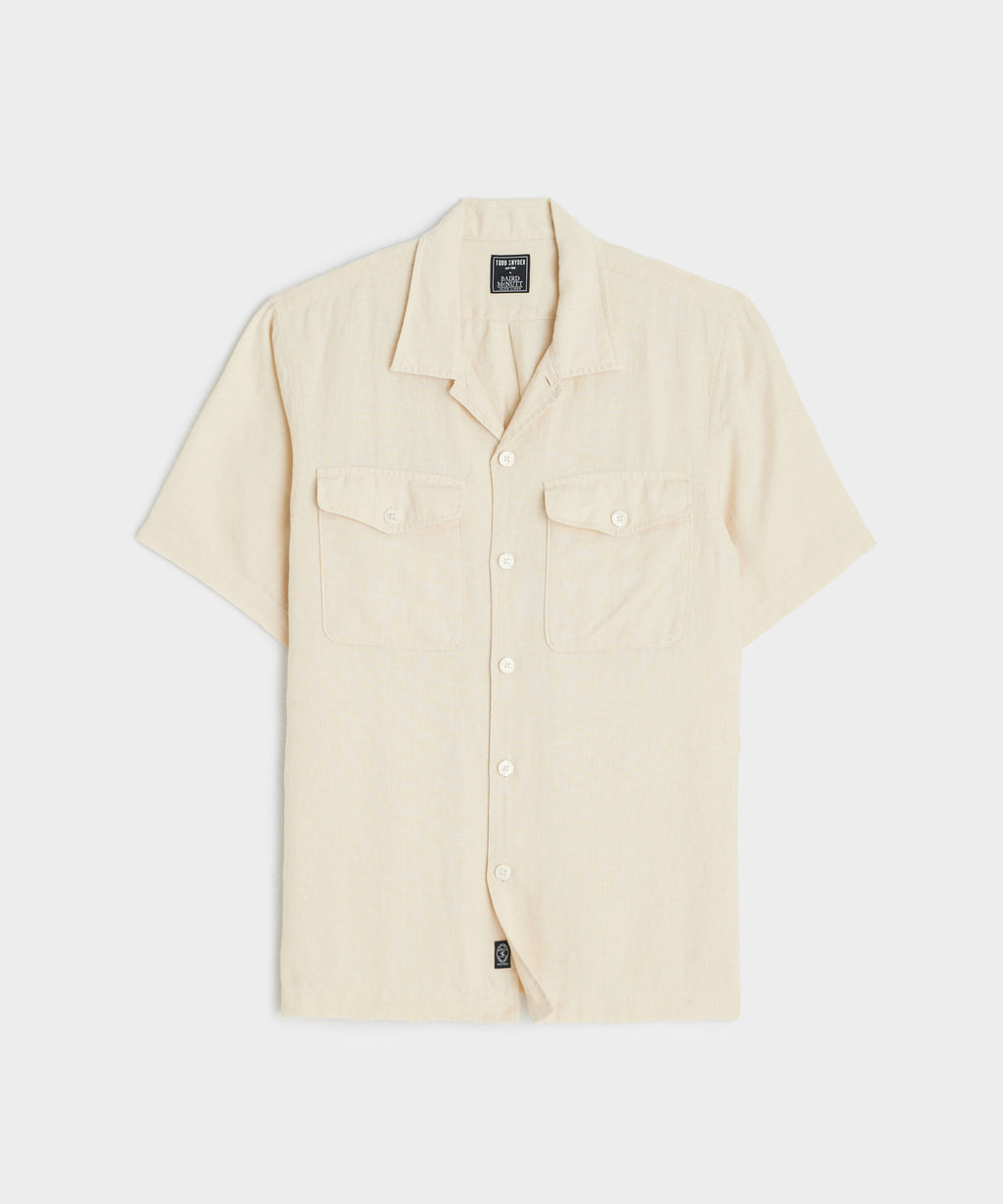 Linen Panama Shirt in Sand Dollar