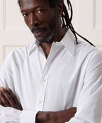 Seersucker Long Point Collar Dress Shirt