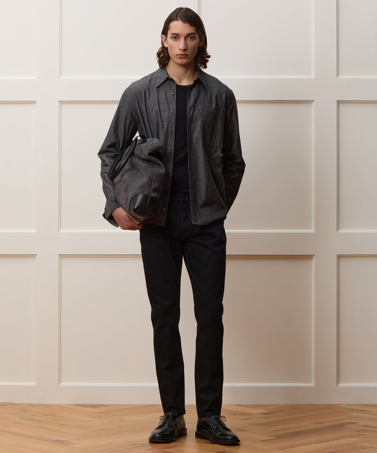 Slim Japanese Selvedge Stretch Jean in Black