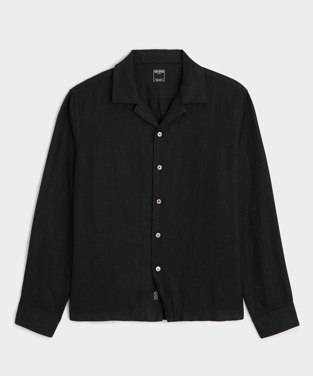 Cropped Sea Soft Irish Linen Camp Collar Shirt