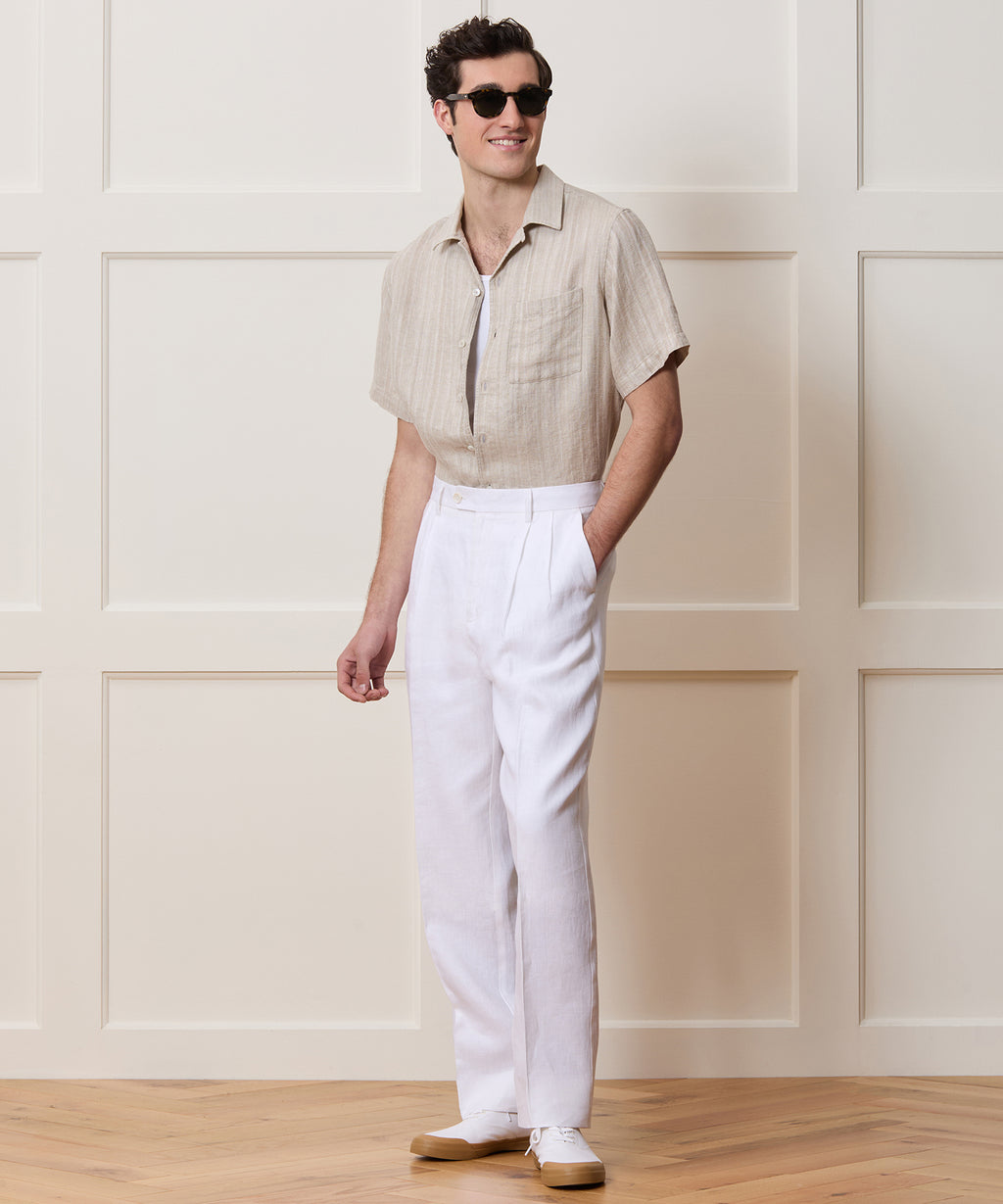Textured Linen Capri Shirt