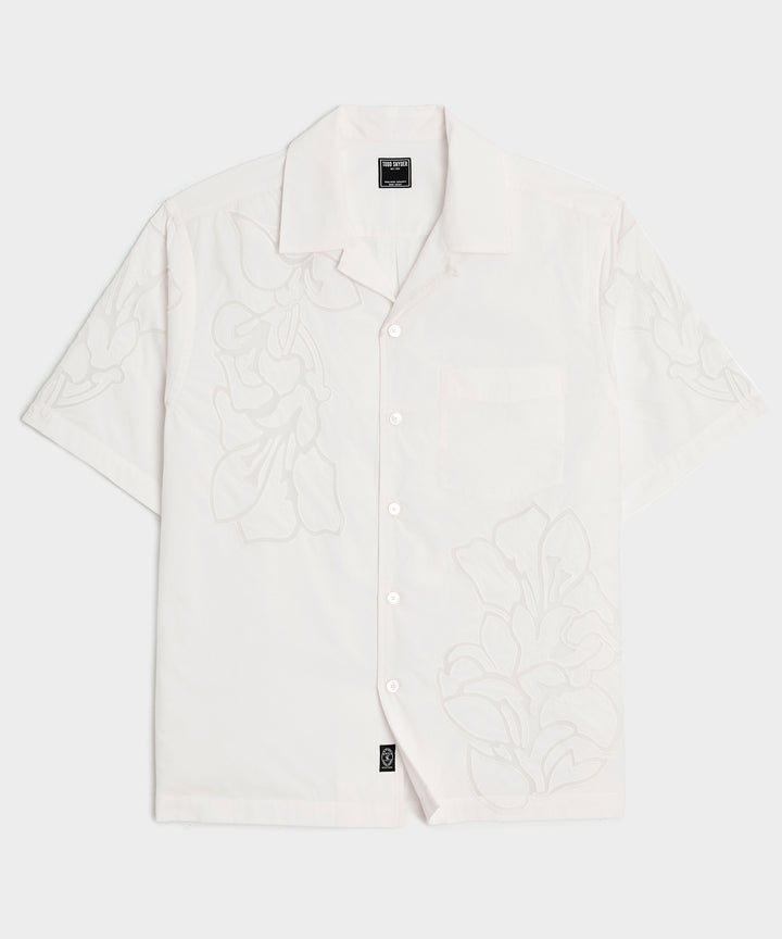 Cropped Cotton Camp Collar Shirt