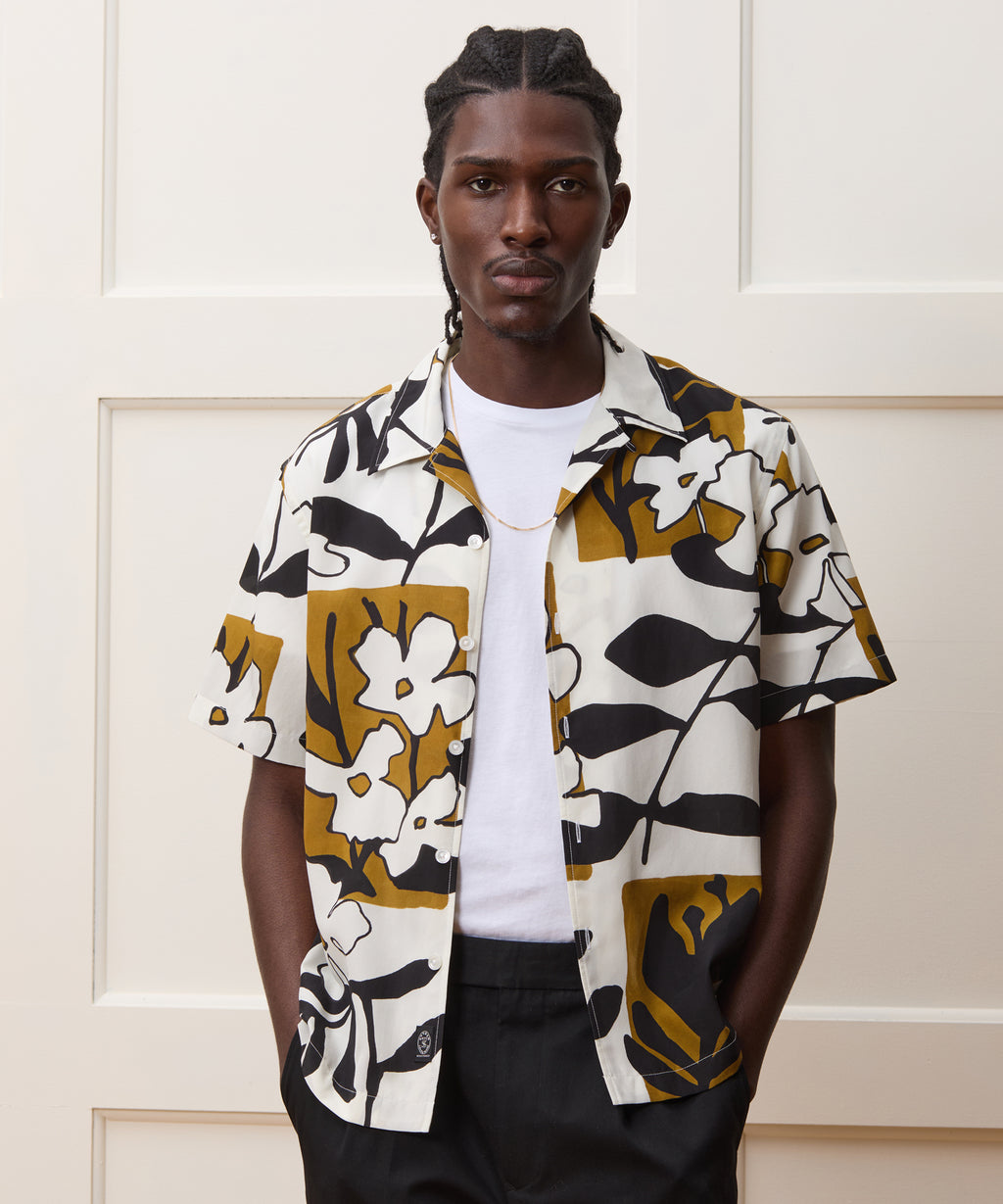 Cropped Silk-Cotton Camp Collar Shirt
