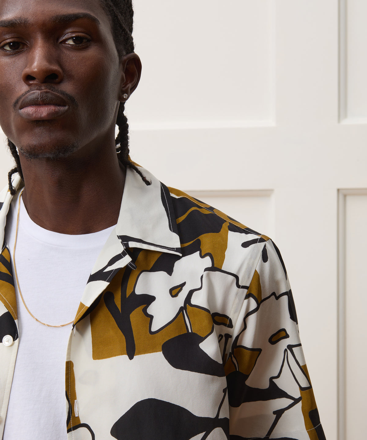 Cropped Silk-Cotton Camp Collar Shirt