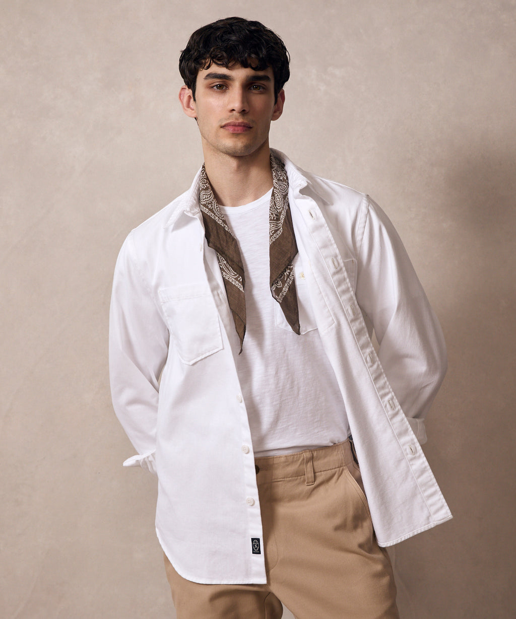 Classic Fit Denim Overshirt in White
