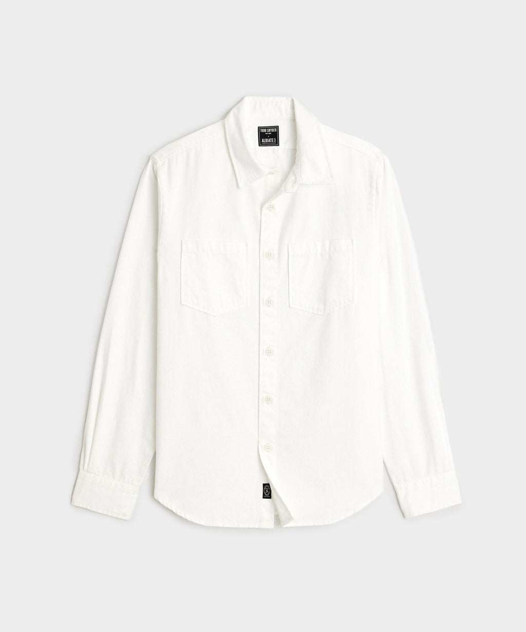 Classic Fit Denim Overshirt in White