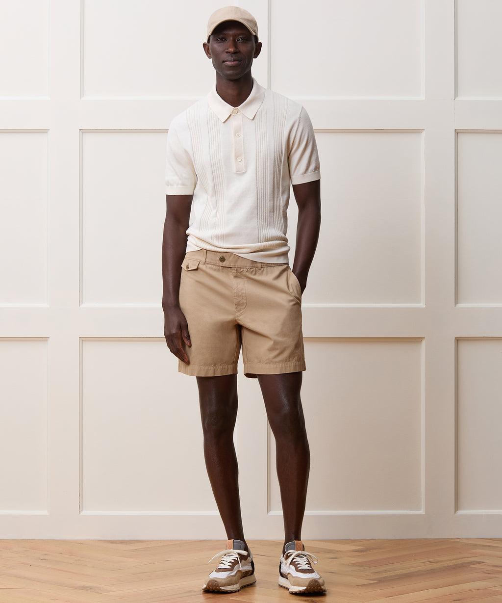 Silk-Cotton Ribbed Sweater Polo