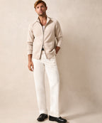 Nomad Cashmere Full-Zip Sweater in Bisque