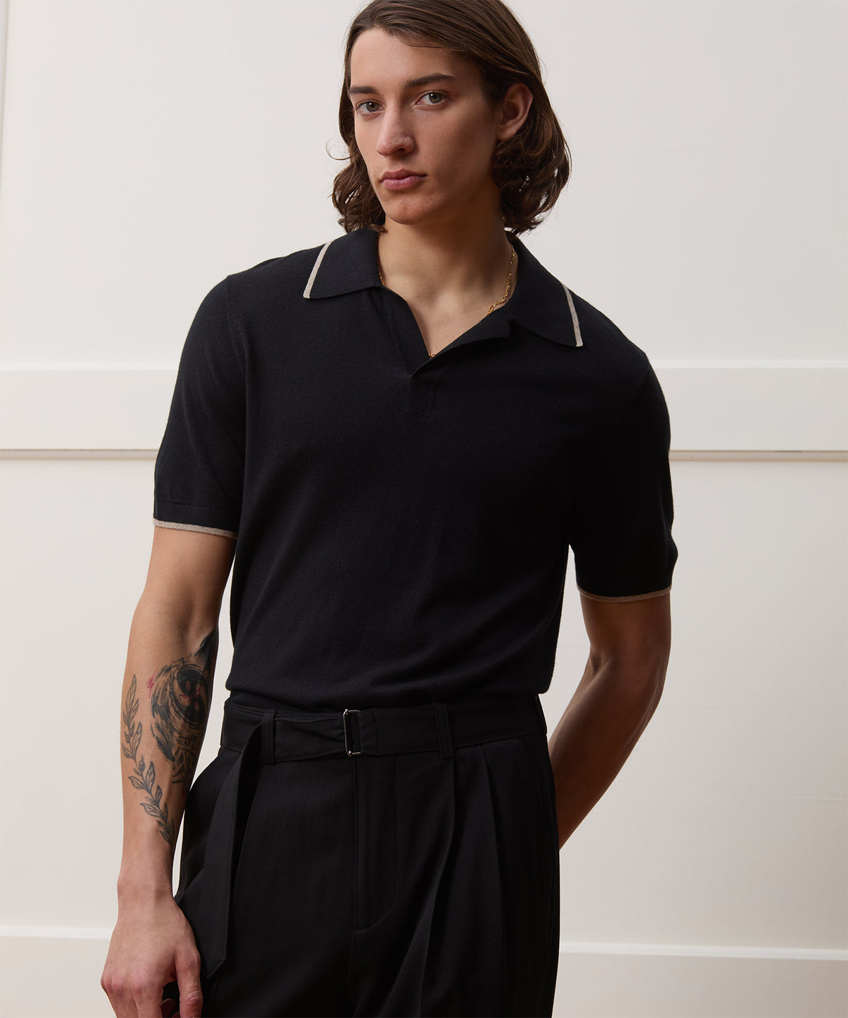 Silk-Cashmere Tipped Montauk Sweater Polo