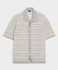 Cropped Pointelle Linen Sweater Polo