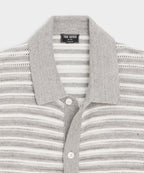 Cropped Pointelle Linen Sweater Polo
