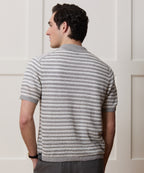 Cropped Pointelle Linen Sweater Polo