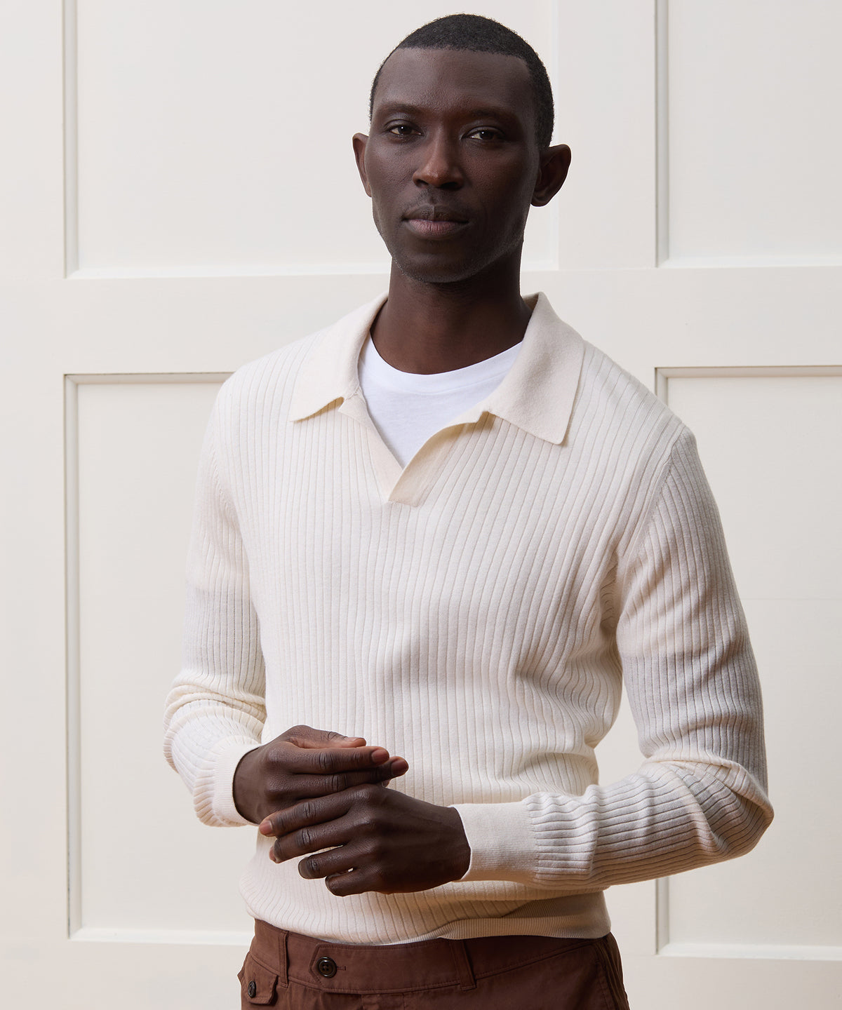 Silk-Cashmere Ribbed Montauk Sweater Polo