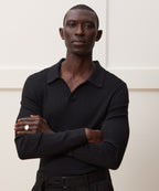 Silk-Cashmere Ribbed Montauk Sweater Polo