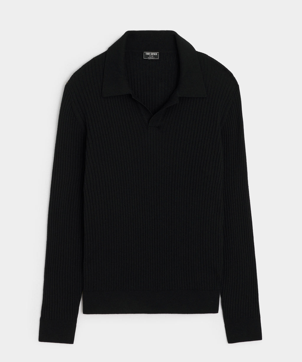Silk-Cashmere Ribbed Montauk Sweater Polo