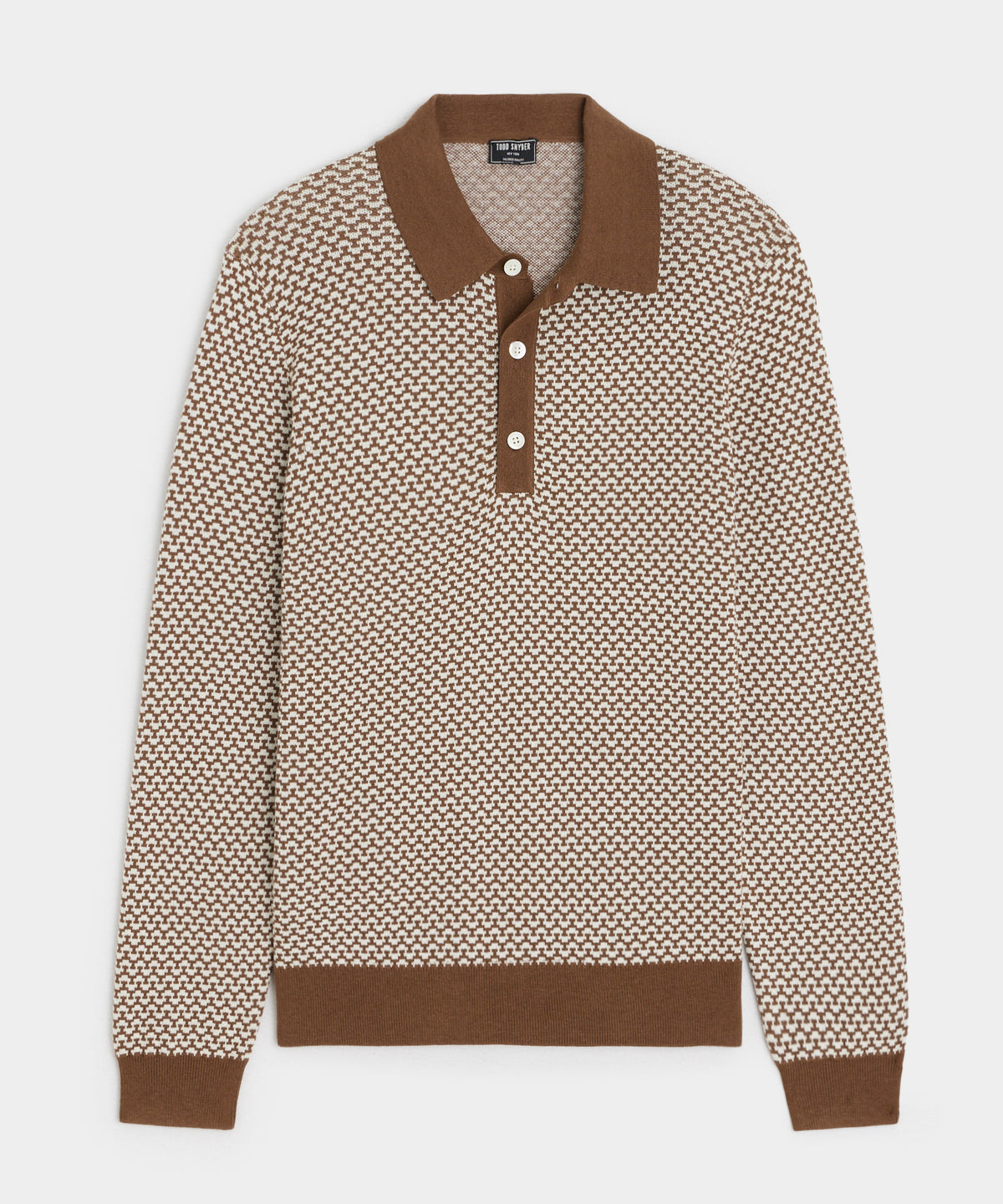Silk-Cotton Geo Sweater Polo