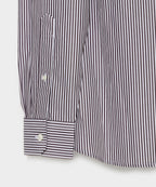 Spread Collar Poplin Dress Shirt in Brown Banker Stripe