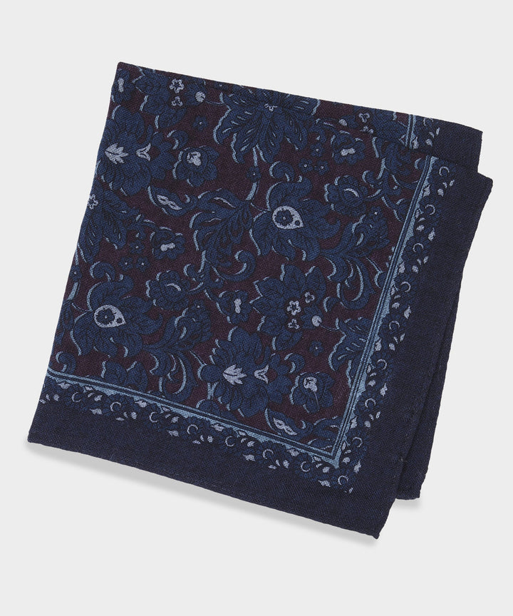 Italian Indigo Floral Pocket Square