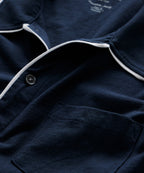 Made in L.A. Montauk Tipped Full Placket Polo in Navy
