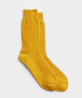 RoToTo Cotton Waffle Crew Sock In Mustard