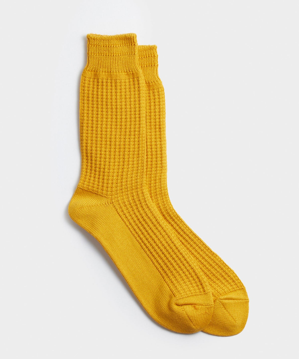 RoToTo Cotton Waffle Crew Sock In Mustard